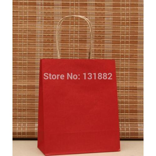40pcs/lot Red Paper Gift Bag With Handles Retail Carrier Bag Wedding Party CH-5012604