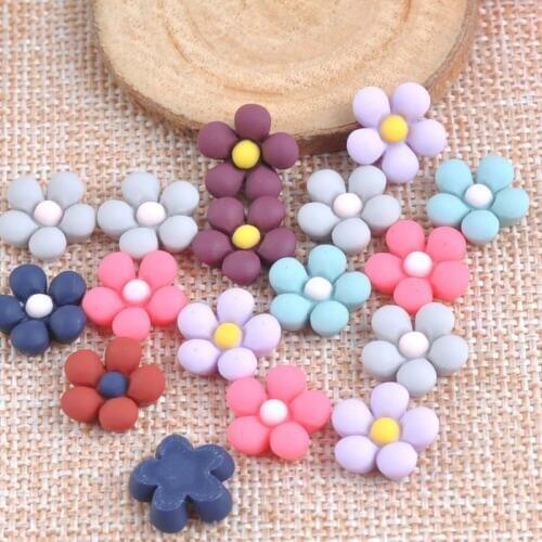 50PCS candy color flower Resin beads Scrapbook Craft 12mm DIY buttons phone decor Headwear accessories No Hole CP1480