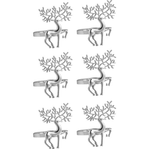 6pcs Napkin Holder Alloy High-quality Cute Durable Delicate Deer Napkin Ring for Bar Restaurant Christmas Party Dinner