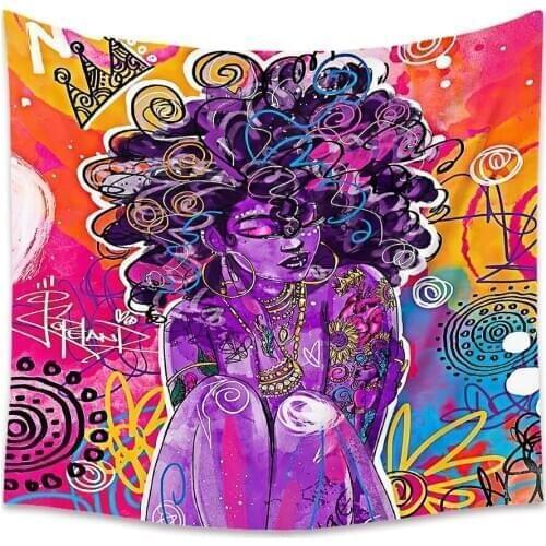 Afro girl tapestry bedroom cute abstract wall blanket drop shipping home decor wall carpet