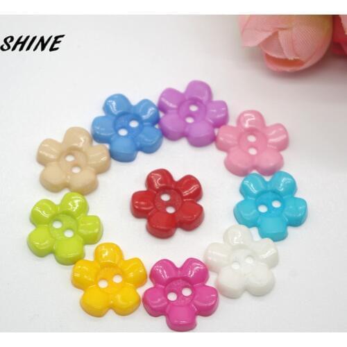 SHINE Plastic Sewing Buttons Scrapbooking Flower Multicolor Two Holes 15mm 24PCs Costura Botones decorate bottoni botoes