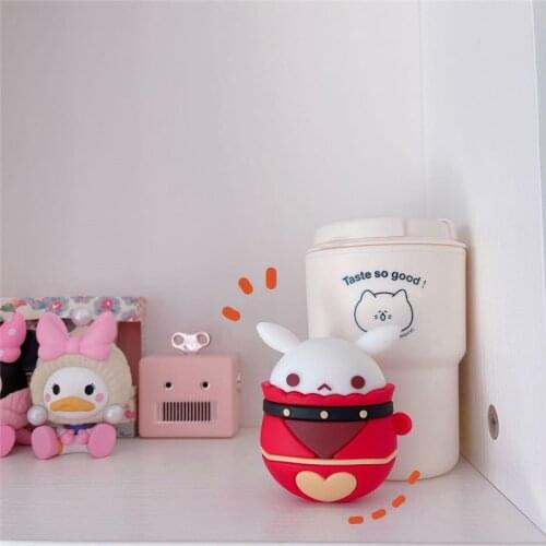 Hot Game Cute Cartoon Red Rabbit heart Pattern Earphone Cases for AirPods 1 2 Pro Wireless headset charging soft silicone Cover