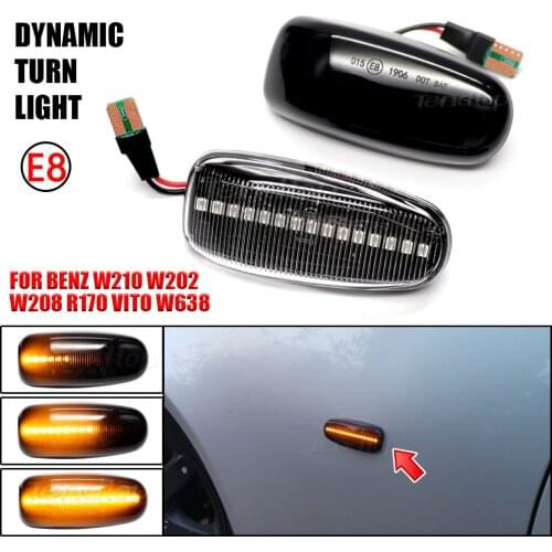 Dynamic LED Streamer Turn Signal Side Marker Lamp Sequential Flashing Light For Mercedes-BENZ E-Class W210 C-Class W202 W208