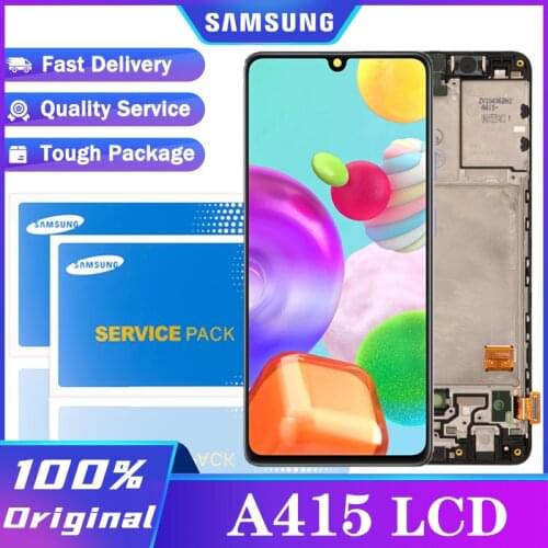 Original 6.1'' SUPER AMOLED Display with frame for Samsung A41 A415F A415 A415F/DSN Touch Screen Digitizer Assembly Repair Parts