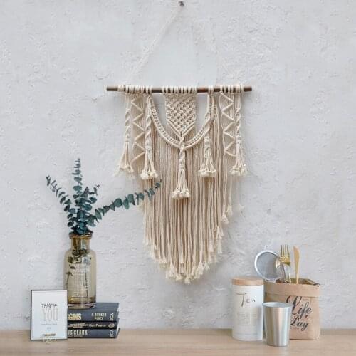 Macrame Wall Hanging Tapestry Hand Knitted Cotton Macrame wall Tapestry Handcraft Handmade Art Retro For Home Boho Decor