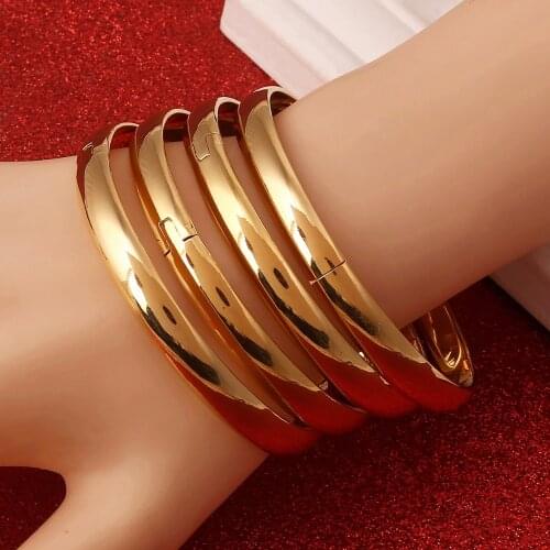 Ethiopian Bangles Dubai Gold Jewelry Bangles For Ethiopian Glossy Plain Bangles & Bracelets