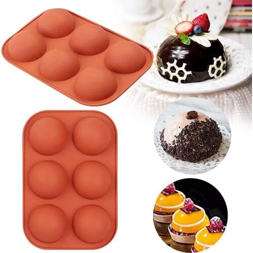 6 Holes Cake Mold Chocolate Pastry Bakeware Half Ball Sphere Stencil Pudding Bread Candy Baking Moulds Cake Decorating Tools