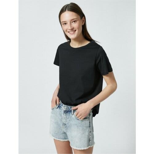 Crew Neck T-Shirt Short Sleeve Black Basic Cotton Casual Fashion Wear Summer Season Products Casual Sports Street Wear