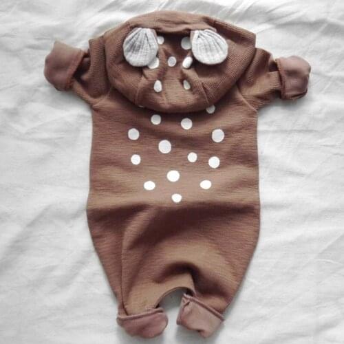2021 New Newborn Infant Hooded Romper Cute Dot Print Baby Boy Jumpsuit Toddler Long Sleeve Romper Autumn Casual Outerwear
