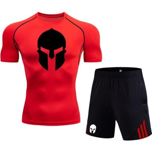 2021 Summer Sportswear Mens Running Wear Gym T-Shirt Quick-Drying Compression MMA Fitness Short-Sleeve Mens Sweatshirt