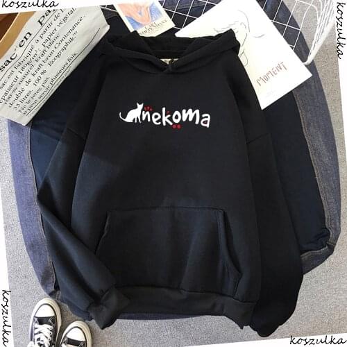 Nekoma cute Haikyuu Hoodies Japanese Anime harajuku Hoody Women Fleece Casual Hip Hop Clothes Unisex Sweatshirt Oversized