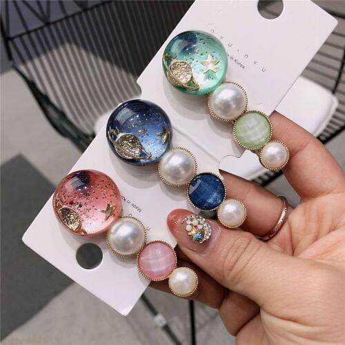 Fashion Chic Women Pearl Hair Clip Starry Sky Barrette Girls Hairpin Hair Clips Hair Styling Accessories Gift
