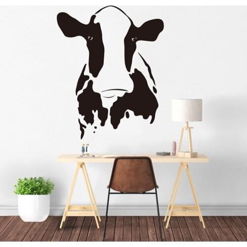 Cow Wall Sticker Bedroom Refrigerator Cow Animal Head Wall Decal Kids Room Living Room Vinyl Home Decor Art Nursery