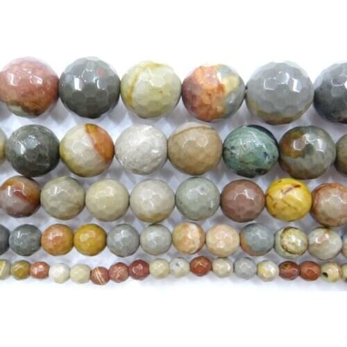 Wholesale Natural Stone Beads Faceted Round Loose Beads For Making Jewelry 4/6/8/10/12mm Beads Diy Bracelet necklace