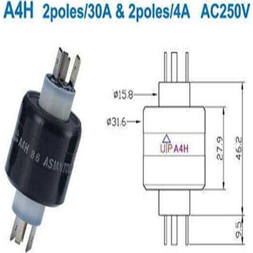 Mercury conductive slip ring rotating mercury joint A4H 4 pole /2 road 30A+2 road 4A collector ring