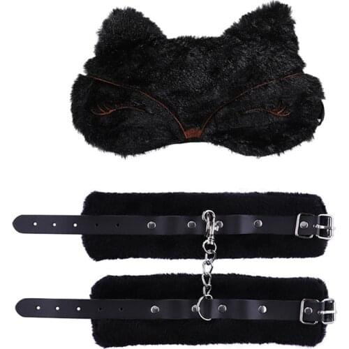 Sexy Blindfold PU Leather Plush Handcuffs Bondage gear Bdsm Kits Sex Toys Adult Games Restraints Sex toy Exotic Accessories