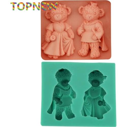 1X 2pcs bear 3d silicone moulds Couple wedding theme Silicone Cake Molds 3D Soap cake Moulds chocolate molds C1650
