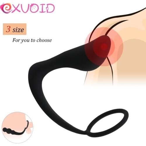 EXVOID Silicone Penis Cock Ring Delay Ejaculation Sex Toys For Men Gays Prostate Massager Male Masturbation Butt Anal Plug