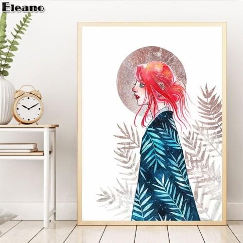 Blue Red Woman Landscape Painting Wall Art Canvas Print Abstract Line Drawing HD Figure Picture Aesthetic Room Decor poster