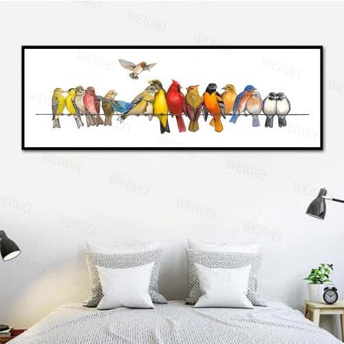 Modern Art Painting Bird Perched On Pole Poster Minimalist Canvas Long Banner Print Wall Picture Modern Home Room Decoration