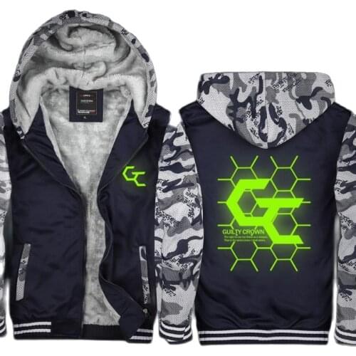 High-Q Unisex Japan Anime Guilty Crown Cardigan Hooded Hoodie GC Luminous noctilucent Sweatshirts Jacket Coat