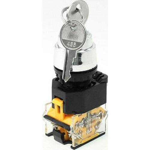 AC380V Three 3 Position Panel Mount Rotary Selector Select Switch Key Lock