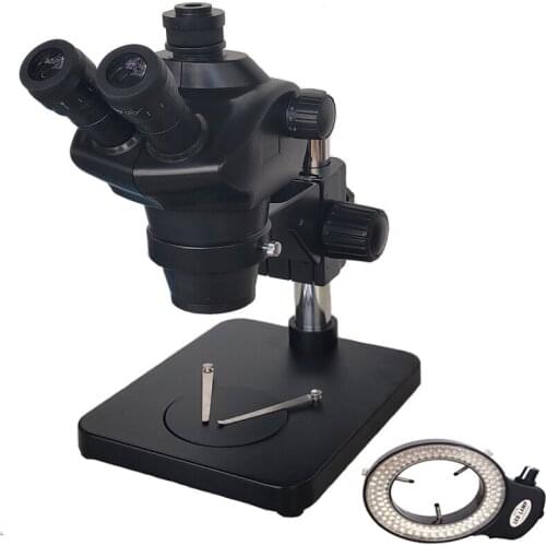 Scientific 8X-50X Lab Simul-Focal Zoom Stereo Trinocular Microscope WF10X/22MM Eyepiece For Mobile Phone PCB Soldering Repair