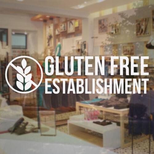 Gluten Free Establishment Sign - Store Business Vinyl Sticker For Food Dessert Bakery Shop Window Glass Decal Waterproof BS07