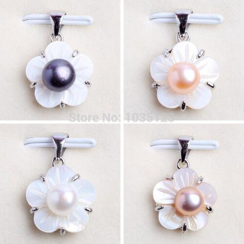 High Quality 6-7mm Pretty Natural 4 Color Freshwater Pearl And White Shell Fashion Pendants wj173