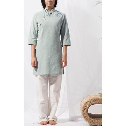 Top quality cotton&linen embroidery yoga suit meditation lay clothing tea uniforms hanfu tai chi clothes