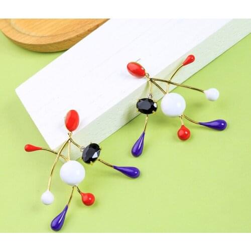 925 Silver Needle Personality Creative Colorful Oil Drop Earrings Female Japanese and Korean Style Fashion Trend Earrings