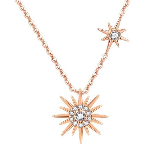 925 Sterling Silver Necklaces Sun Pendant Zircon Fashion Good Necklaces & Pendant Collar Women Jewelry Wholesale