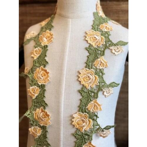 10 Meters High Quality Vintage Embroidery Flower Leaf Lace Trim DIY African Lace Fabric Garment Wedding Sewing Accessories 8cm