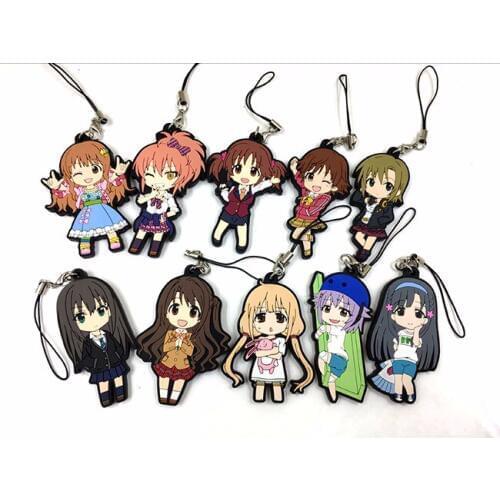10pcs/Lot Anime figure the idolm ster cinderella random send rubber Silicone mobile phone charms/keychain