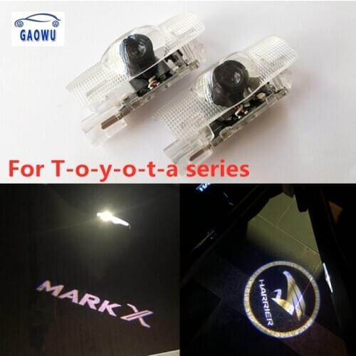 2Pcs Car Door Welcome Light LED Laser Logo Projector Courtesy Lamp for Harrier Prius Crown Reiz Camry PRADO BRZ SCIDN FORTUNER