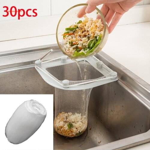 30pcs Filter Bag Sink Strainer Garbage Pouch Disposable Triangle Drainage Rack Hanging Net Drain Basket Kitchen Anti-blocking