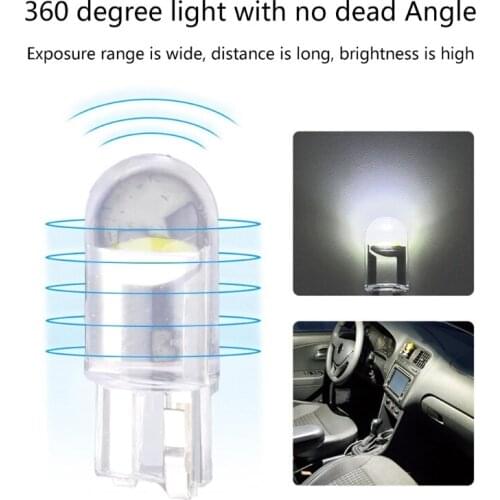 50LC 10Pcs Car LED T10 W5W COB Reading Dome Lamp Marker Light Wedge Lights License Plate Bulbs