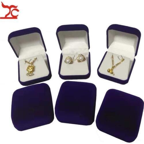 60Pcs Fashion Black/Red/Blue 4Color Available Blocked Velvet Wedding Jewelry Earring Storage Box Pendant Stud Package Gift Box
