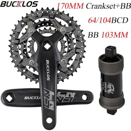 9 speed Bike Crankset 104/64BCD crank set Square Hole Crank 170MM 22/32/42T mtb chainring with Bicycle Bottom Bracket