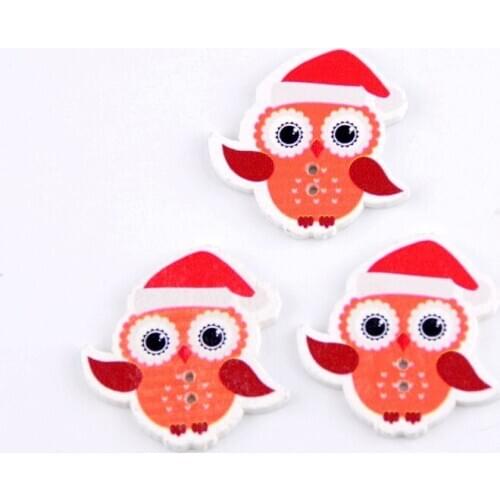 Free shipping -2015 New 50pcs Mixed 2 Holes Cartoon Owl Animal Pattern Wood Sewing Buttons Scrapbooking 35x36mm J1550