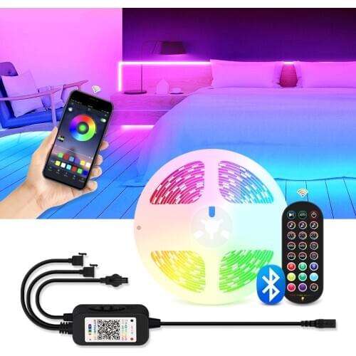 RGB 5050 Bluetooth Led Strip Light 5M 10M 15M 20M Flexible Leds Light Music Control Smart Light With 24key Remote Controller