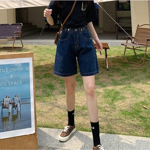 Womens New 2021 Fit High Quality Denim Tide Female Pants Summer solid color Loose Mom Jeans Streetwea Casual Versatile Shorts