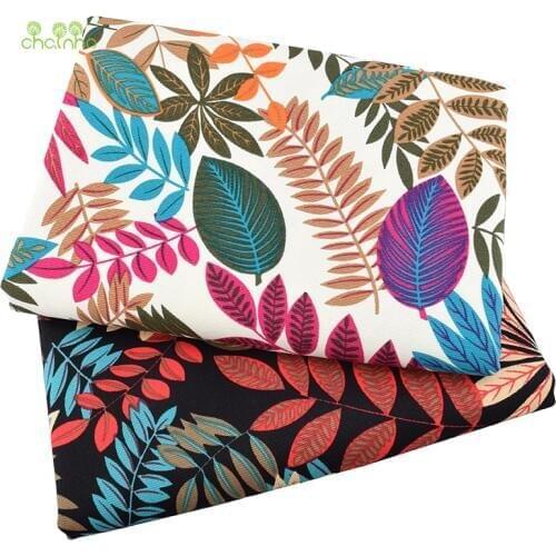 Chainho,Leaves Patterns Series Cotton Canvas Fabric,Handmade Fabric Cloth For Sofa Curtain Bag Home Decoration Material,50x150cm