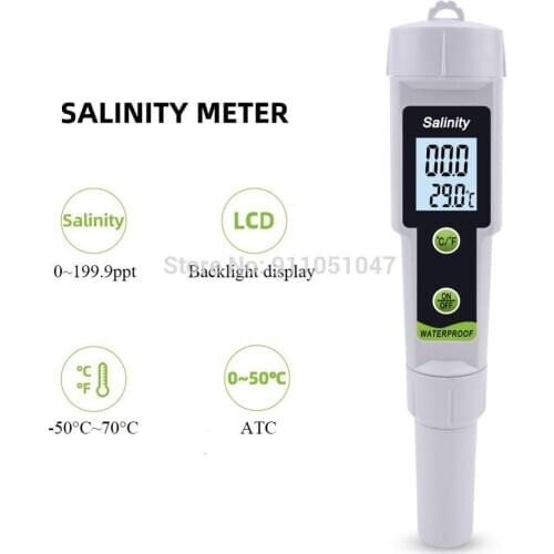Digital 2 in 1 Salinity TEMP Meter Salt Content Tester Measure High Precision Pen Type Salimeter for Seawater Hydroponics Pool