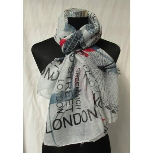 Ladies London Bus and Landmarks Design Pashmina/Scarf 10pcs/lot
