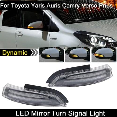 For Toyota YARIS AURIS CAMRY COROLLA PRIUS C VERSO LED Side Rearview Mirror Light dynamic amber Turn Signal Indicator Lamp