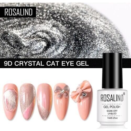 ROSALIND 9D Cat Eye Gel Nail Polish With Magnetic Stick Crystal Gel All For Manicure Base For The Nails Soak Off 7ML Gel Lacquer