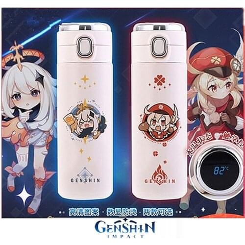 Game Genshin Impact Paimon Klee Fashion Stainless Steel Vacuum Cup Temperature Display Thermos Cup Portable Water Bottle Gift