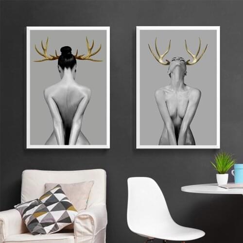 Larger Size Canvas Portrait Painting Wall Art Pictures Prints Nude Woman Wall Art For Living Room Home Decor Posters and Prints