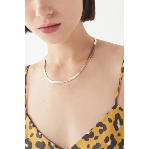 Stainless Steel Torques Choker Necklace Women Statement Jewelry Accessories DIY Flat Snake Chain Necklace Jewelry Wedding Gift